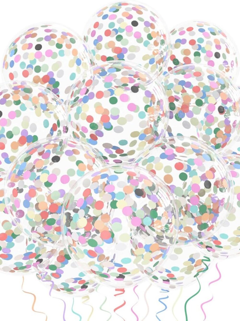 Rainbow Confetti Balloons, 25 Pcs 12 Inch Thickened Clear Latex Balloon with Con